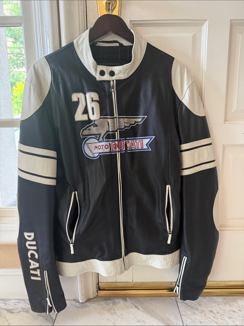 Ducati Black & White Moto Racing Leather Jacket